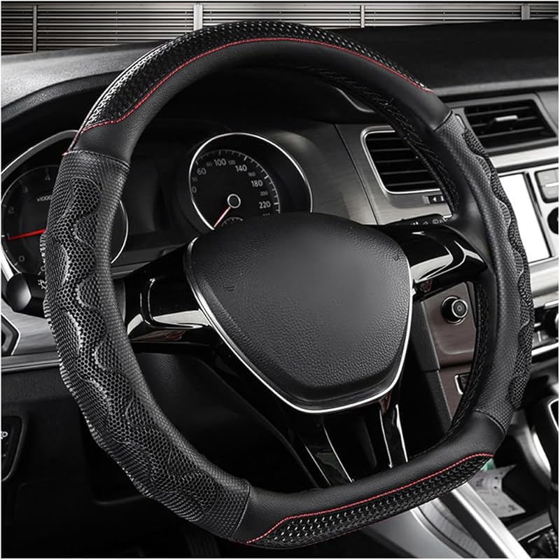 Car Steering Wheel Cover, 15 Inches 3D Honeycomb Design Car Steering Wheel Protector With Comfy Grip, Breathable Anti-Slip D-Shaped Steering Wheel