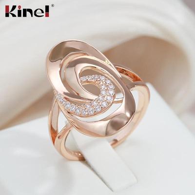 Необычные кольца Kinel из розового золота для женщин, минималистичные модные украшения