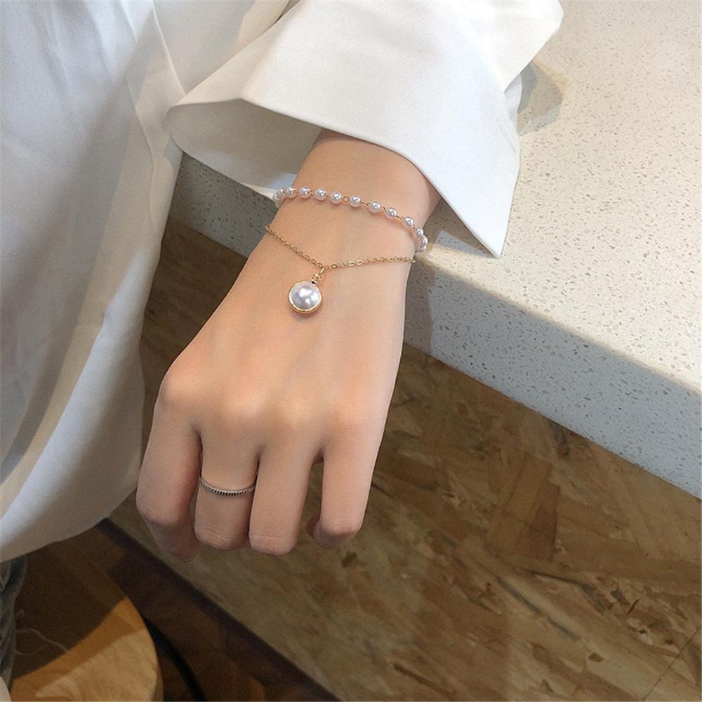 INS Мода Ретро Женский Девушки Ожерелье Жемчужный Чокер Двухслойный Браслет