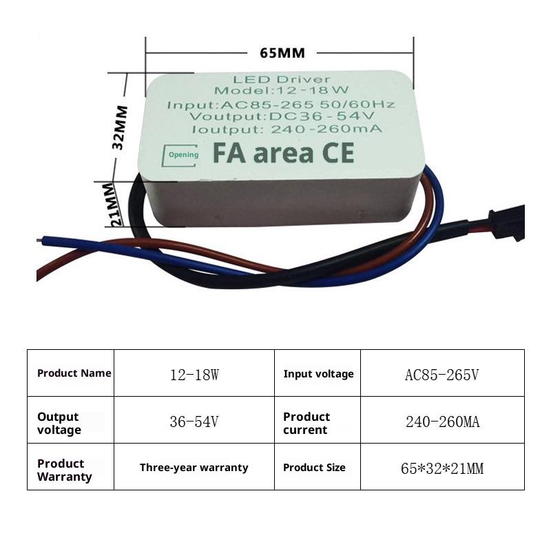 1 шт. 1-3 Вт 3-5 Вт 4-7 Вт 8-12 Вт 12-18 Вт 18-24 Вт Изолированный светодиодный драйвер Источник питания Регулируемое постоянное напряжение 260 мА Трансформатор для освещения