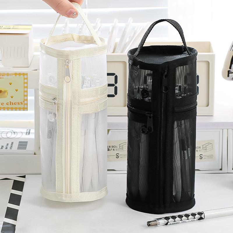 Сетчатая сумка для хранения кистей для макияжа двойного назначения, портативный чехол для кистей, простой держатель для кистей большой емкости, дорожный держатель-держатель