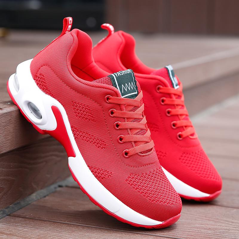 Large Size Summer New Women's Shoes Fashion Air Cushion Sports Shoes Trend Casual Women's Shoes Breathable Fly-woven Mesh Shoes