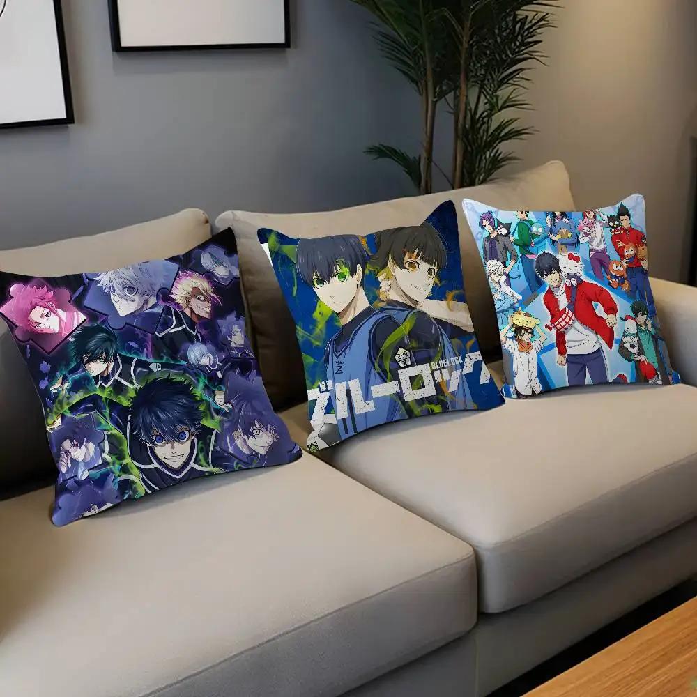 Vintage Classic B-Blue L-Lock Anime Cushion Cover Pillow Cover Decor Pillowcase Printed Cushion Case For Couch