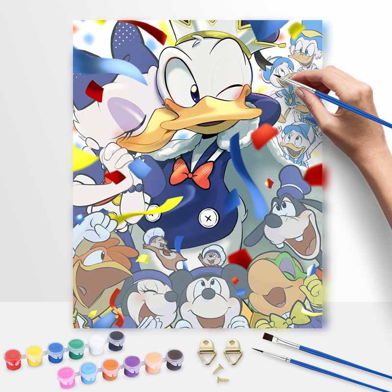 Disney digital oil painting Donald Duck Daisy Duck painting art handmade diy gift home decoration