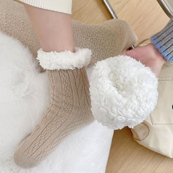 Fuzzy Warm Slipper Socks for Women Cozy Fluffy Fleece Lined Home Floor Socks with Grippers Winter Soft Thermal Sleep Socks