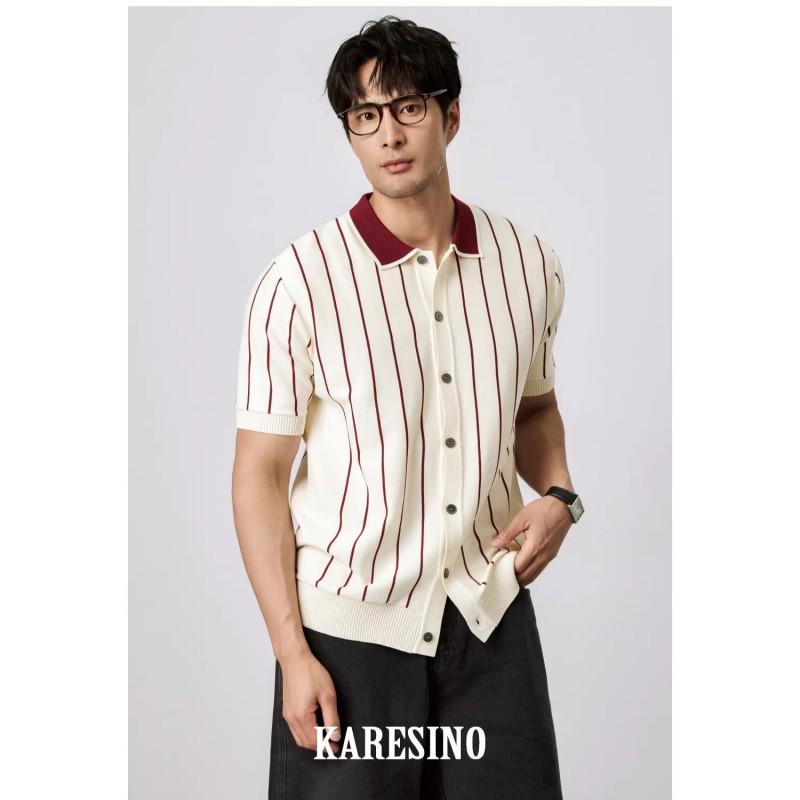 2026 Striped Slim Fit Short Sleeve Polo Shirts Men Teenagers Casual Tops