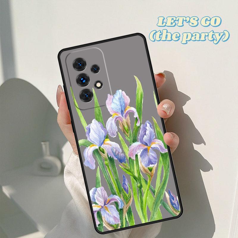 Blue Iris Flower phone case For Samsung Galaxy A42 A31 A40 A51 A71 A32 A80 A91 A52 A72 A73 A20e A21S A50 A70 A11 A12 Cover