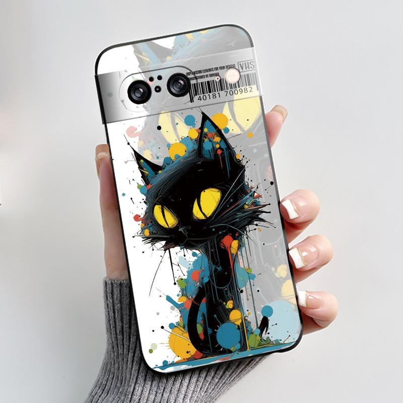 Casing For Google Pixel 8 Pro 8A Case Aesthetic Fashion Cute Cat Soft Silicone Shockproof Back Cover Ultra Slim Thin Phone Case