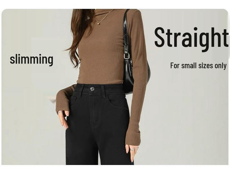 2025 New High Waist Slimming Petite Women's Straight Leg Jeans for Spring & Autumn