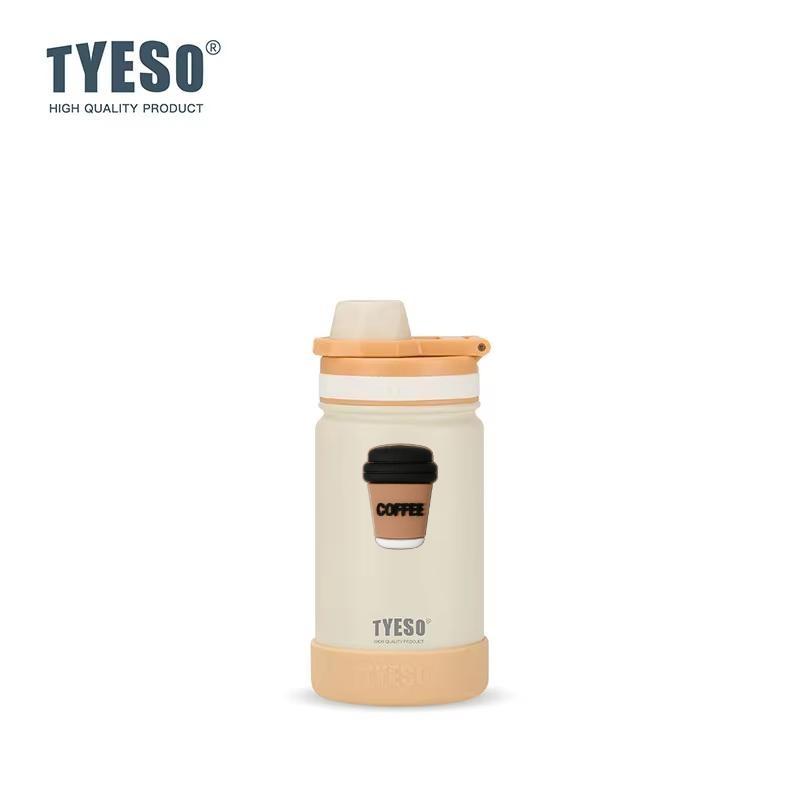 TYESO 420ML Outdoor Sports Kettle Portable Water Cup with Non-slip Thick Cover Leakproof Lightweight Hot Cold Drink Bottle with Coffee Sticker