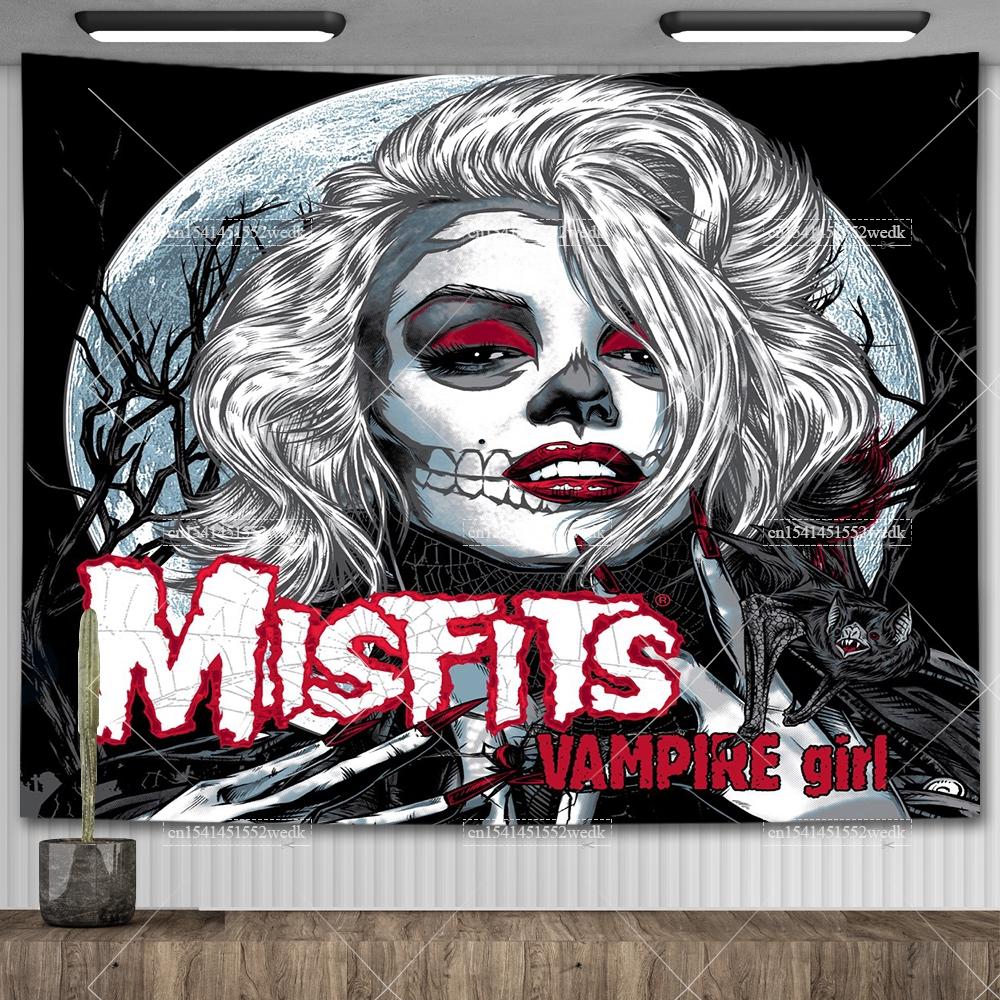 American Punk Band Misfitss Poster Banner Flag Rock Band Wall Tapestry Mural Metal Music Album Cover Home Decoration Fans Gifts