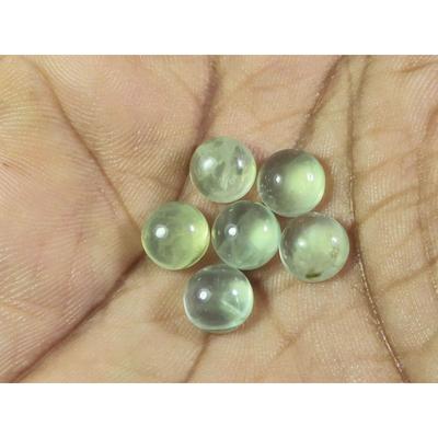 7 мм Натуральный пренит Круглый кабошон Свободный драгоценный камень Лот из 6 шт. A-264