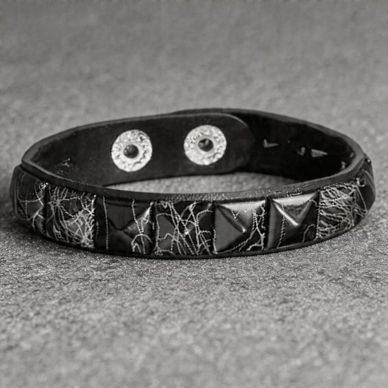 Punk Style Chain Bracelet, Cool Black and White Brushed Square Nail Bracelet, Bracelet, Hip-hop Rivet Bracelet.