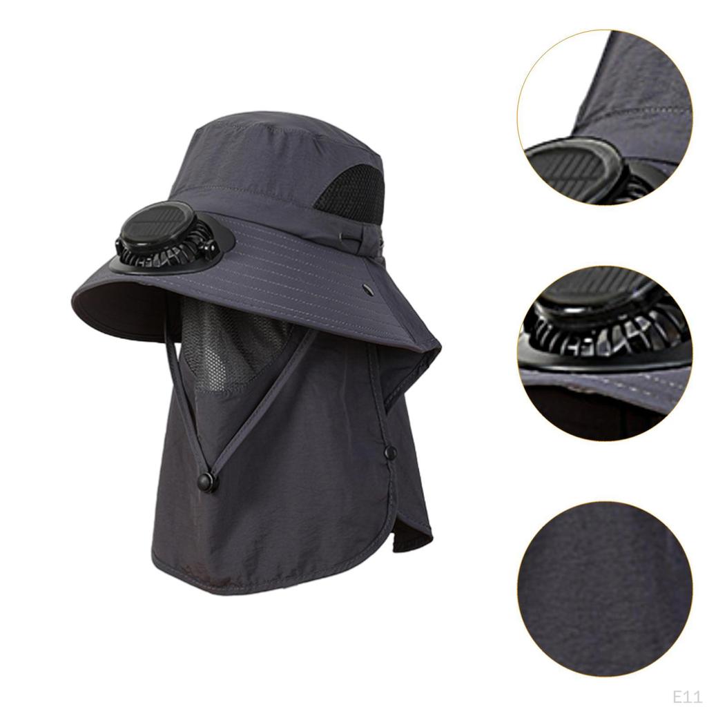 Outdoor Hat with Fan Bucket Lightweight Breathable Wide Brim Sun Protection