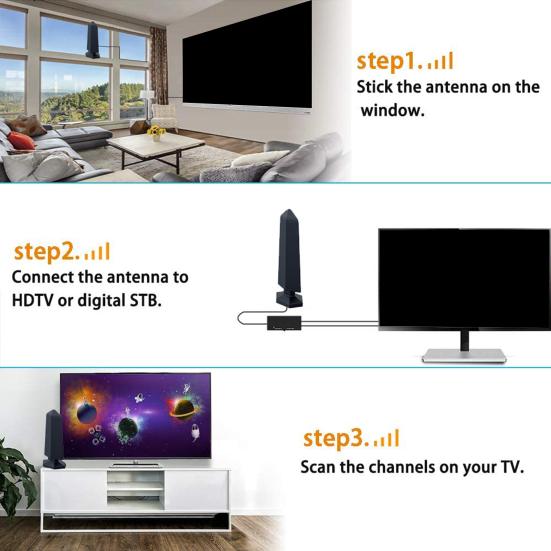 Усиленная внутренняя телевизионная антенна с радиусом действия 400+ миль, совместимые с HD-каналами, с усиленным приемником сигнала, цифровая антенна