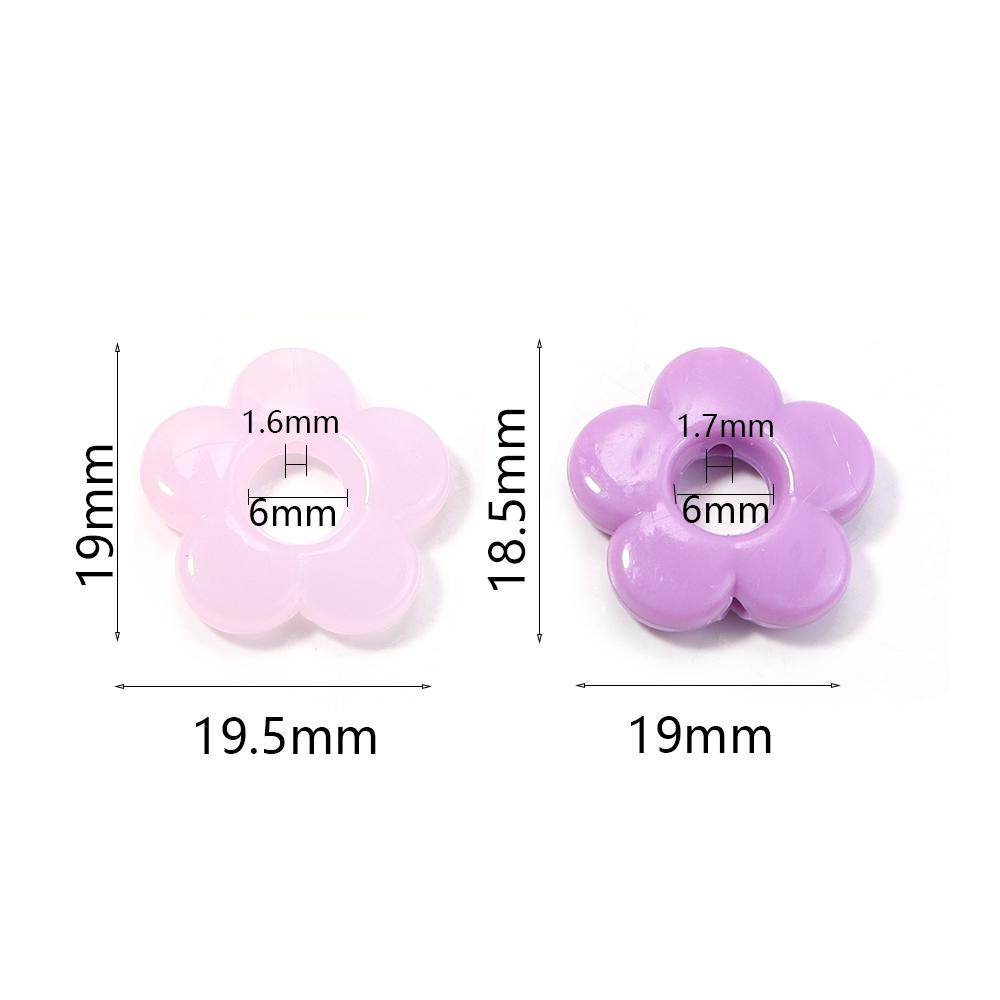 50pcs/Lot 19mm Jelly color Plum Blossom Plastics Beads for Jewelry Making Big Hole Loose Spacer Flower Beads DIY Bracelets