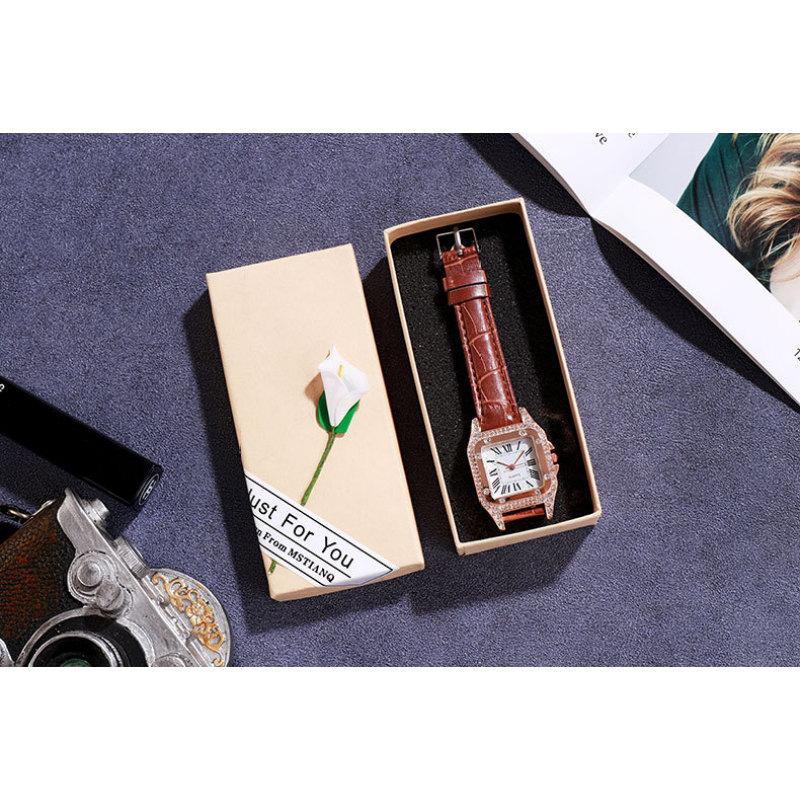 Легкие роскошные женские часы с римскими бриллиантами, модные подарочные кварцевые часы