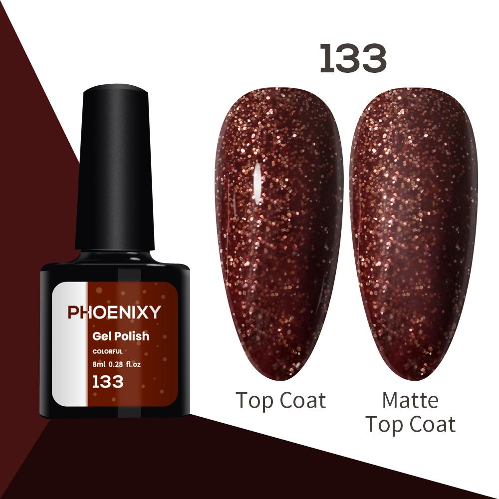 Лак для ногтей PHOENIXY, 8 мл, УФ-светодиодный гибридный лак для дизайна ногтей, гель-лайнер для маникюра, полупостоянная основа, верхнее покрытие, гель с блестками, блестящие цвета, гель