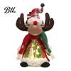 Indoor Xmas Atmosphere Light Lighted Christmas Doll Decoration, Cute Plush Santa Claus/Snowman/Reindeer Figurine with Standing Character Set Warm LED