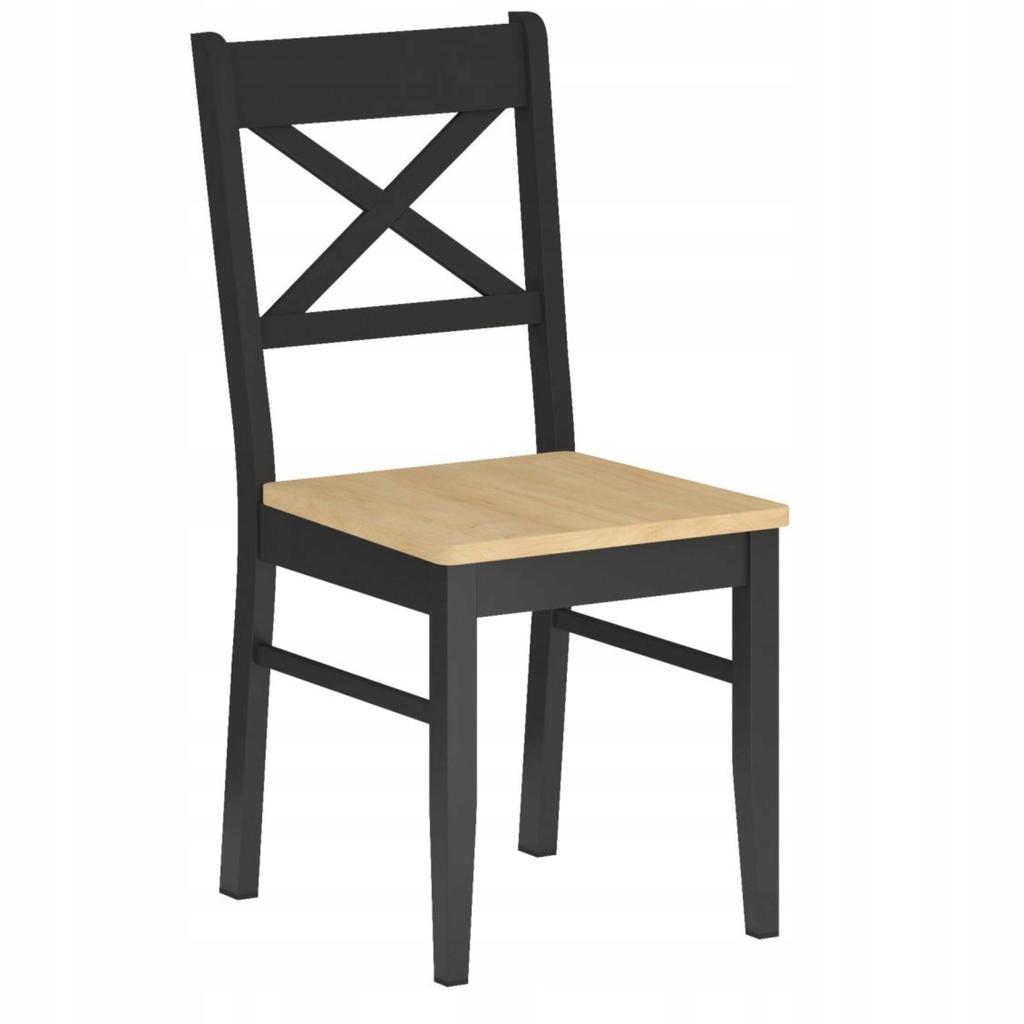 Wooden chair with black seat, natural oak, for the Furnitex kitchen
