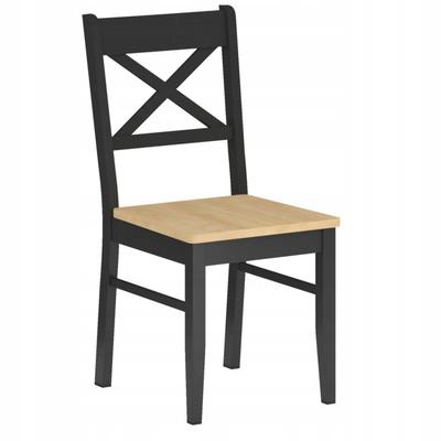 Wooden Chair with Black Seat, Natural Oak, for the Furnitex Kitchen