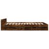 Bed Frame with Drawers Smoked Oak 120x200 cm Engineered Wood