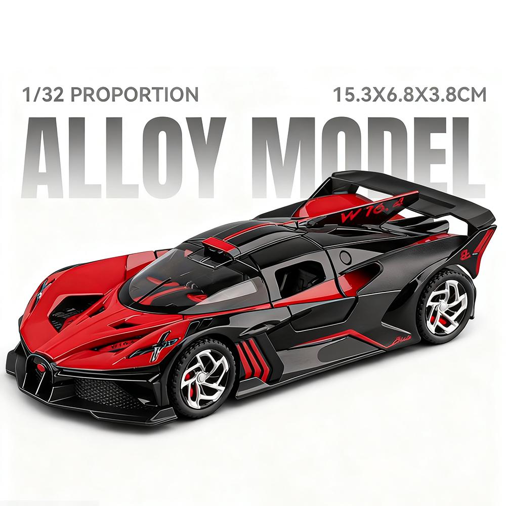 1:32 Bolide Divo Металлическая литая модель автомобиля Игрушка Оттяни назад Музыка Свет Миниатюрный транспорт Коллекция Подарки Декоративные игрушки Модели