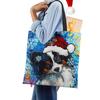 Рождественская холщовая сумка-шоппер для собак и кошек с принтом Харадзюку для женщин, многоразовая сумка через плечо, повседневная, большой вместимости, складная сумка-тоут CLE