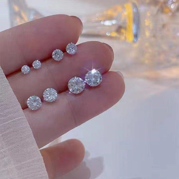 Универсальные серьги-гвоздики из стерлингового серебра 925 пробы с цирконами