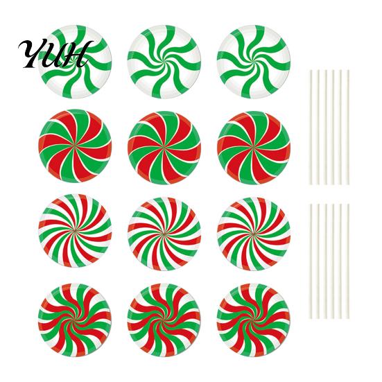 Weather Resistant Christmas Lawn Art 12Pcs Candy Yard Stakes, Hollow Board Garden Decor with Metal Spikes, Easy Install Signs Red White Green Outdoor