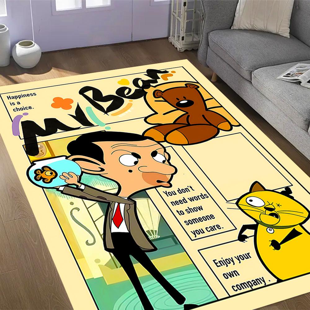 Mr Bean's Silly Adventure Themed Anti-Slip Rugs - Polyester Home Decor, Suitable for Bedrooms, Living Rooms, Doorways, Studios, and Decorations