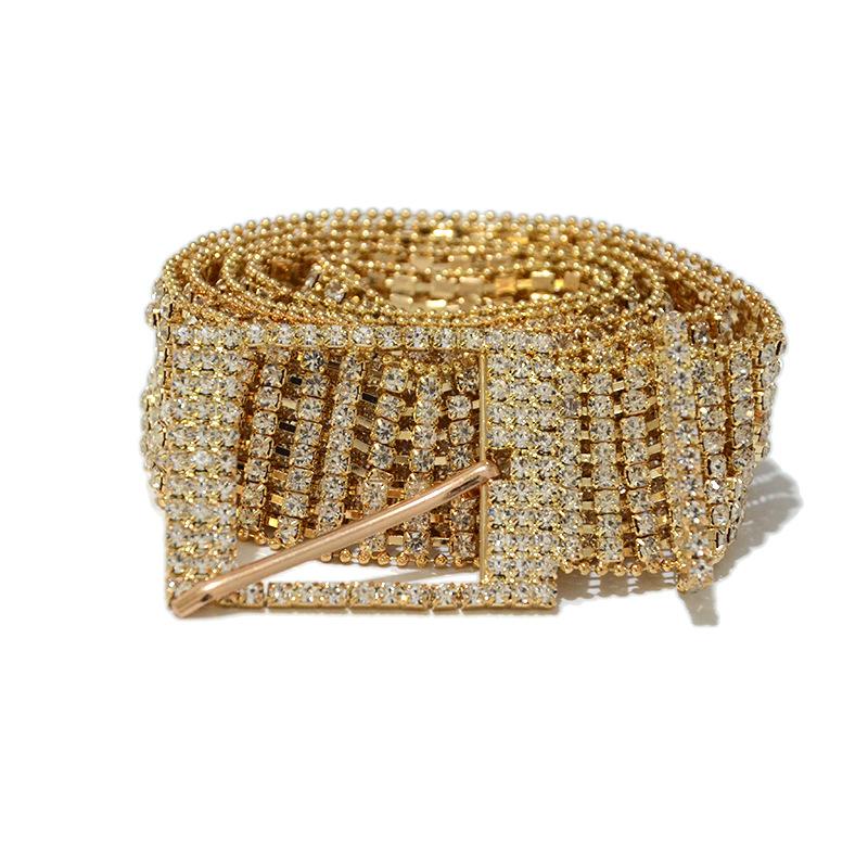 European and American New Style Sweet Rhinestone Belt Lady Luxurious 8 Rows Crystal Diamond Belt Waist Chain