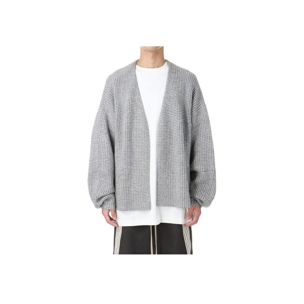 Fear of God Essentials Heavy Waffle Cardigan Dark Heather Men Tops Grey 192BT246201F