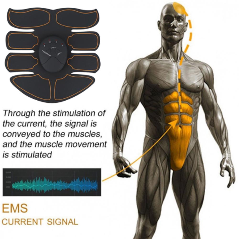 Умная перезаряжаемая наклейка для тренировки мышц EMS, тренажер для мышц живота, рук, фитнеса, тренажерного зала