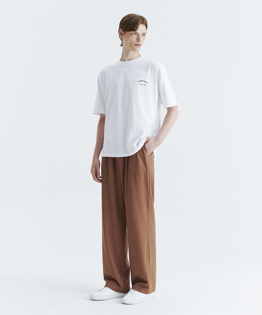WHOLOVESART Unisex Essential Wide Elastic Waist Slacks Camel