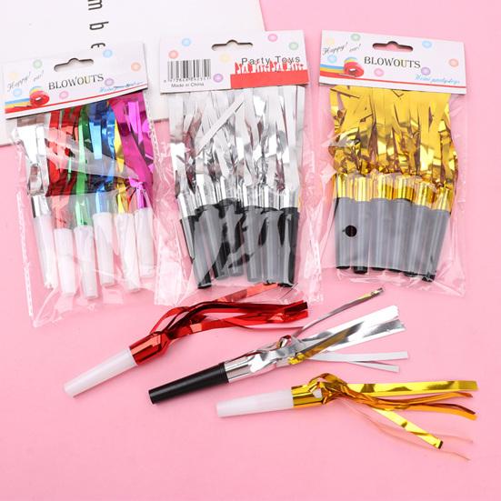 Yousheng 24 шт. праздничные гудки с блестками и металлической бахромой, новогодние гудки, свистки для вечеринок, сувениры на день рождения, выпускной, Рождество