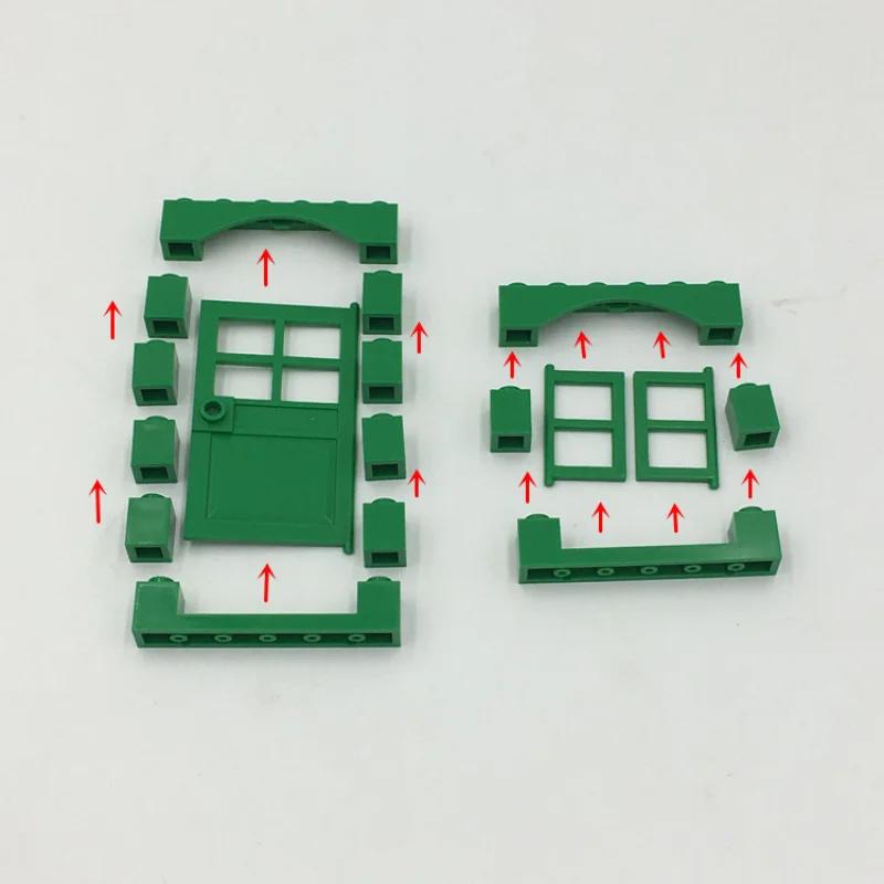 102 шт. Дверь Окно Кирпич Насыпью DIY Строительные блоки Кирпичи Игрушки Город Архитектор для Детей Образовательные