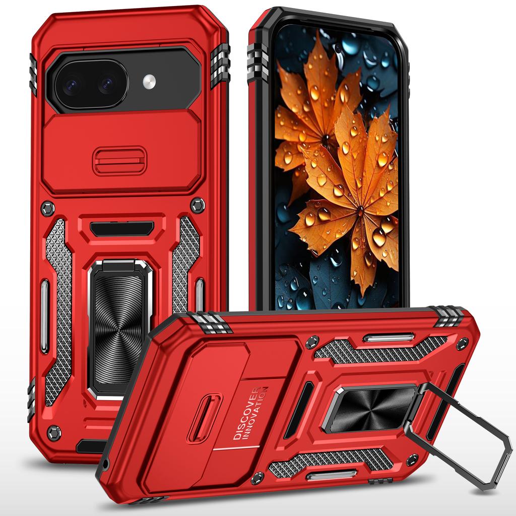 For Google Pixel 9a Case Kickstand Slide Lens Lid PC+TPU Drop