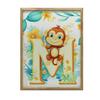 Poster Smiling Monkey On The Letter "M" Poster Smiling Monkey On The Letter "M", 30X40 Cm, Gold Aluminum Frame, 230 Gsm Matte Paper