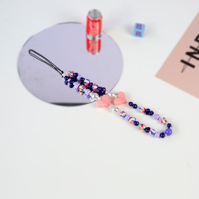 Очаровательные разноцветные смоляные цепочки в форме сердца с бантом для мобильных телефонов для женщин и девочек, ювелирные изделия для телефона, ремешок из бисера, подвесной шнур