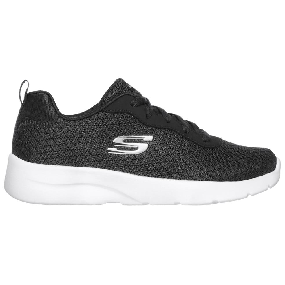 Skechers Dynamight 2.0 Сетчатая ткань Спортивный комфорт Средняя высота Стиль Повседневная обувь Женские кроссовки Черный Белый 12963-BKW