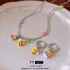 Мультяшный набор украшений с пчелой: Милые детские серьги и ожерелье с подвеской в виде капли масла для женщин
