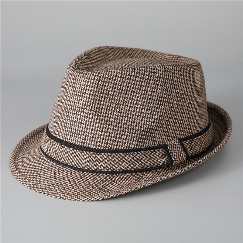 In The Elderly British Style Men'S Top Hat Spring And Autumn Old Man Gentleman Hat Dad Woolen Thousand Bird Grid Jazz Hat Winter
