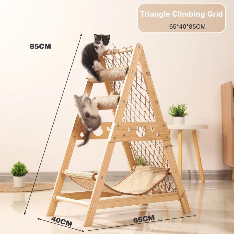Cat Climbing Frame Space Capsule Scratching Board Hammock Solid Wood Sisal Not Falling Chips Rugged Climbing Net Pet Supplies
