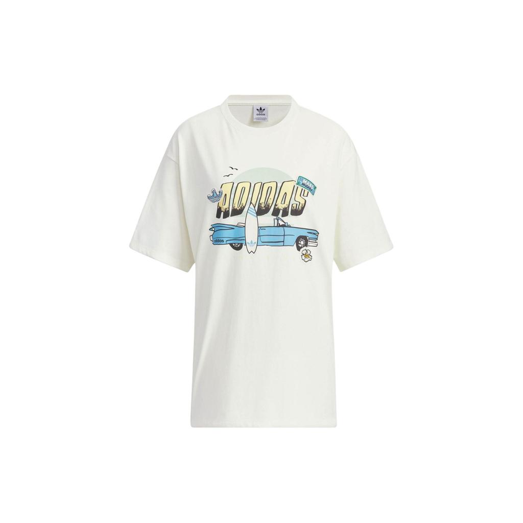 adidas Футболка свободного кроя с коротким рукавом и принтом аниме Originals, женские топы Han-Jade-White IW6296
