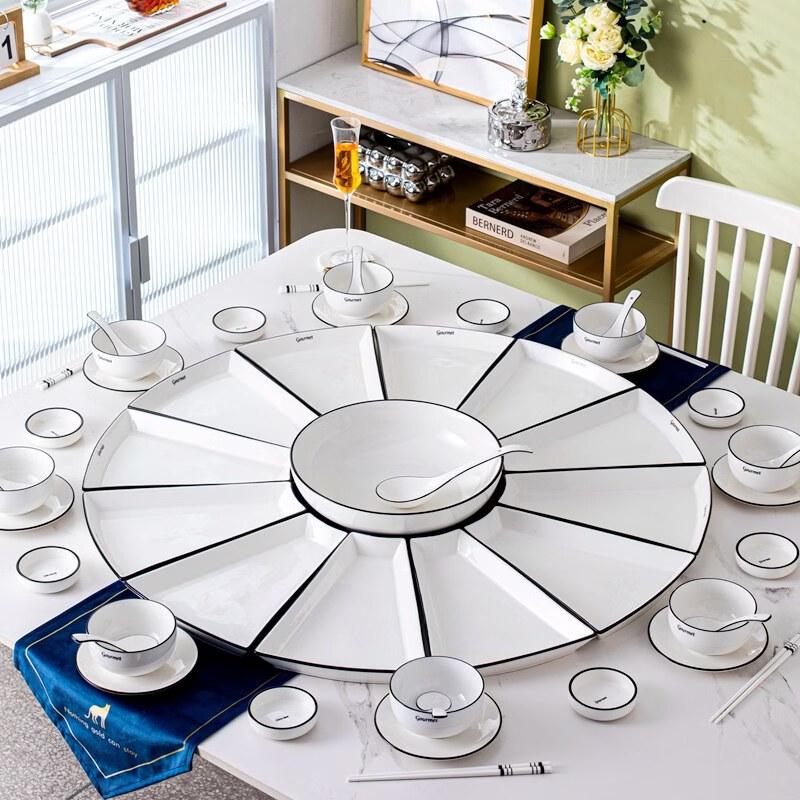 Скандинавский керамический сервировочный набор из нескольких секций в форме веера