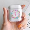 Fashion Floral 26 Letters Alphabet Soft Protector Cover Transparent Box for Apple Airpods 1 2 3 Pro Women Girl AirPods Case