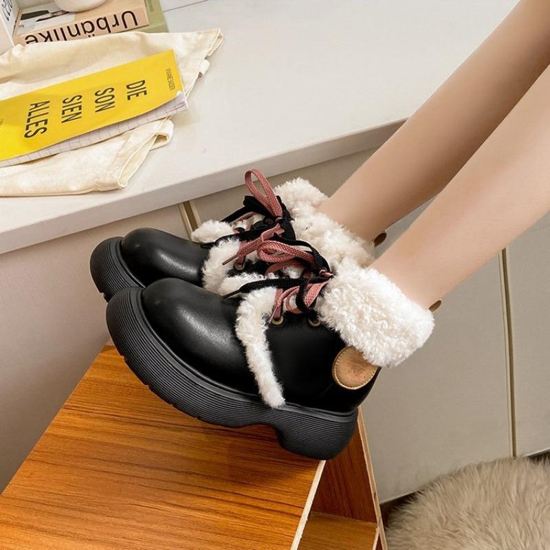 Fashion Women Boots Outdoor Warm Casual Women Ankle Boots 2024 Winter Fashion Shoes Women Platforms Lace Up Snow Boots Ladies Booties