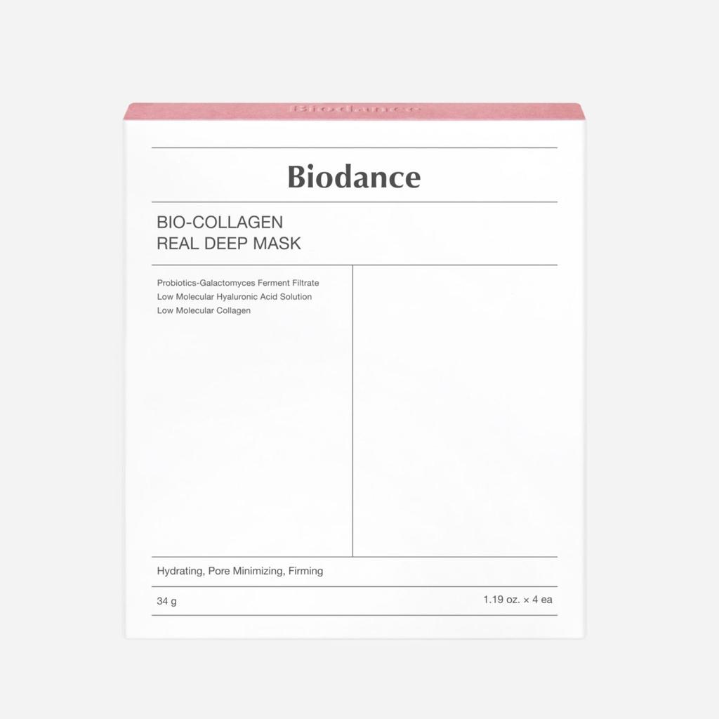 Biodance Bio-Collagen Real Deep Mask 34 г x 4 шт. / 4 типа масок / Bio Collagen, Hydro Cera-nol, Vita Niacinamide, Refreshing Sea Kelp