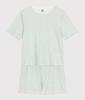 Petit Bateau Short Sleeve Pajamas A0D83 Green XS Off-White/Light